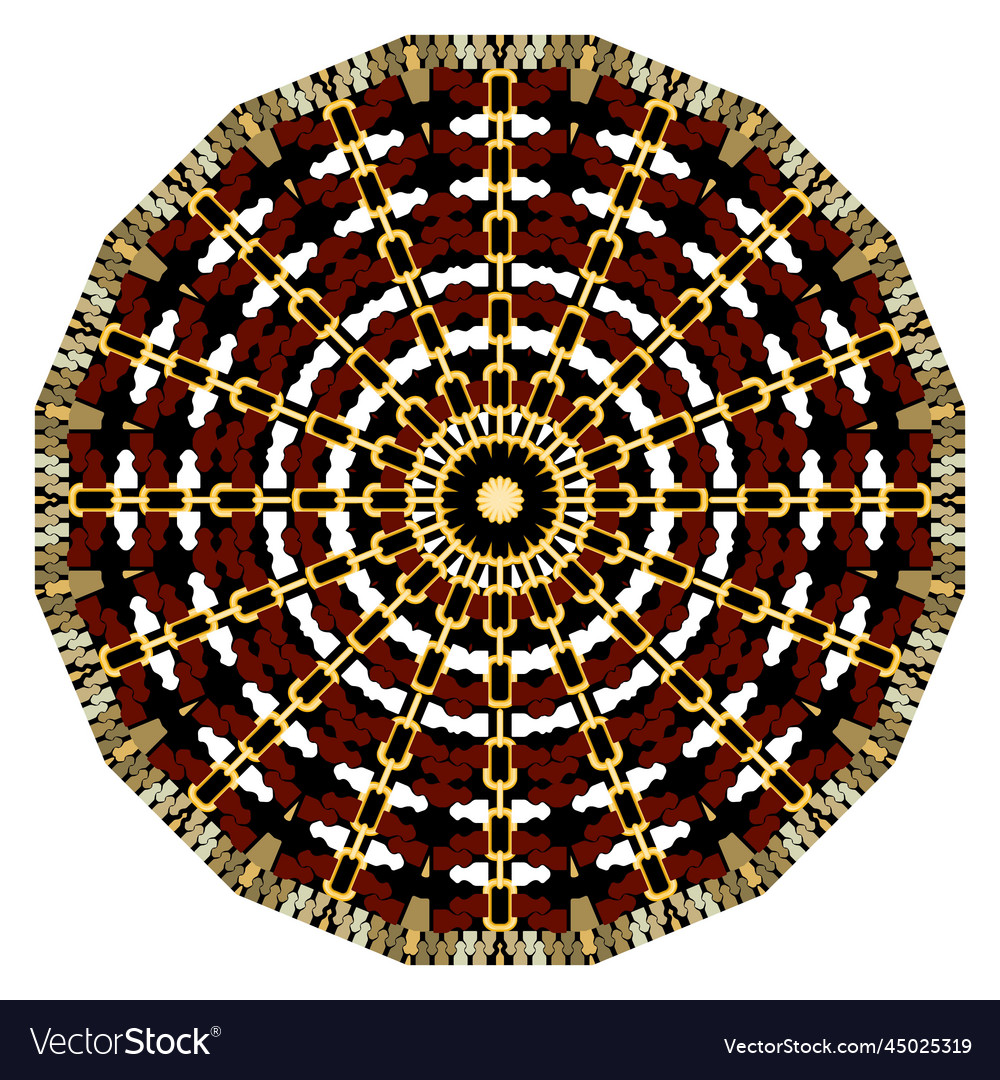 Mandala chains and zippers round pattern vector image Mandala chains and zippers round pattern