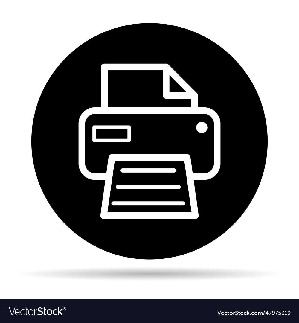 Printer document web shadow icon printout machine vector image Printer document web shadow icon printout machine