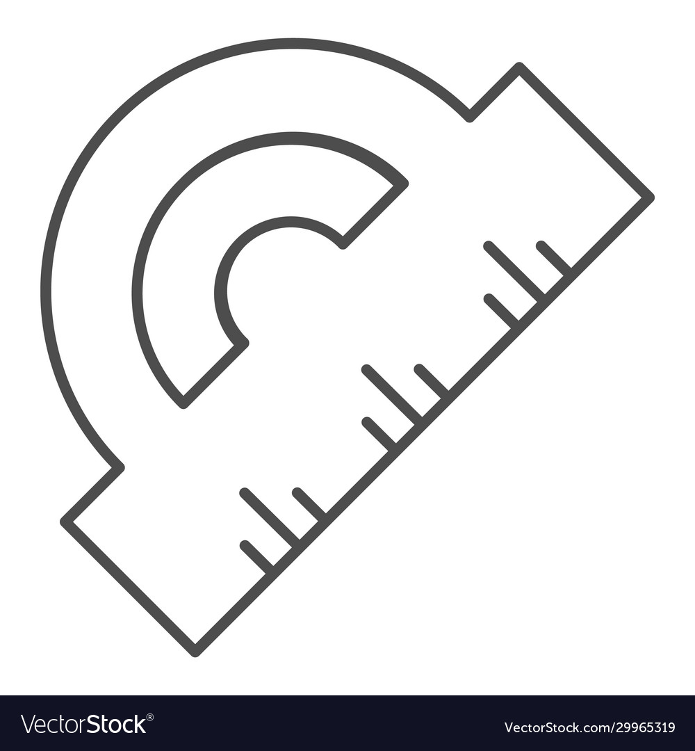 Protractor thin line icon ruler for measuring vector image Protractor thin line icon ruler for measuring