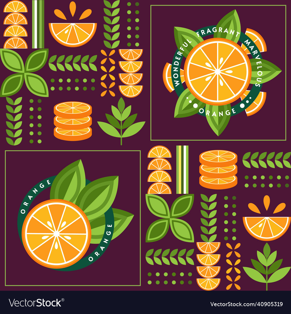 Seamless background with citrus in geometric style vector image Seamless background with citrus in geometric style