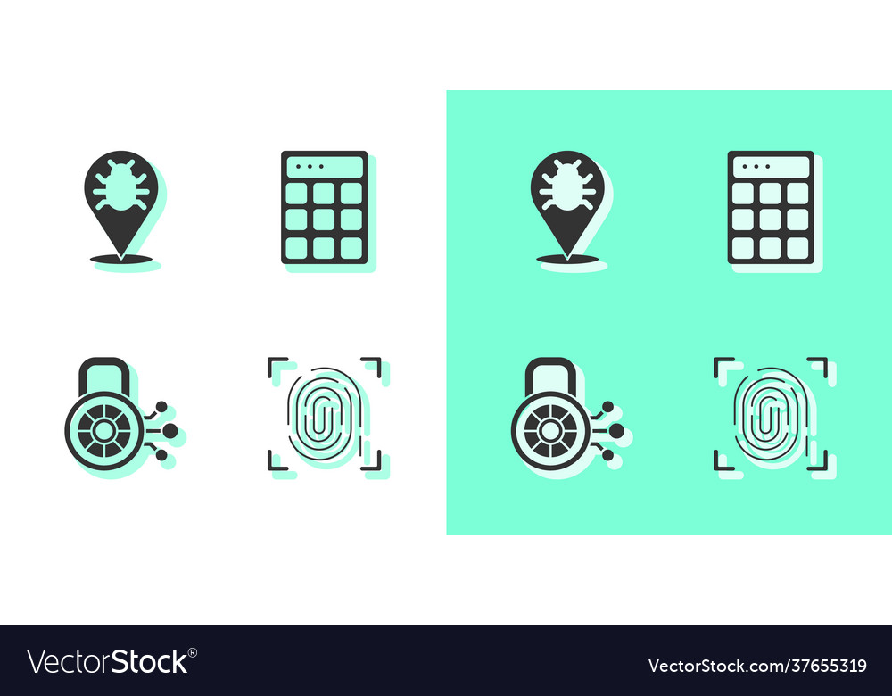 Set fingerprint system bug cyber security vector image Set fingerprint system bug cyber security