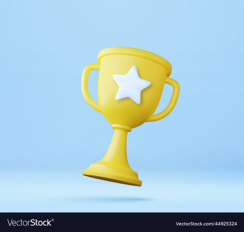 3d champion trophy gold cup Royalty Free Vector Image