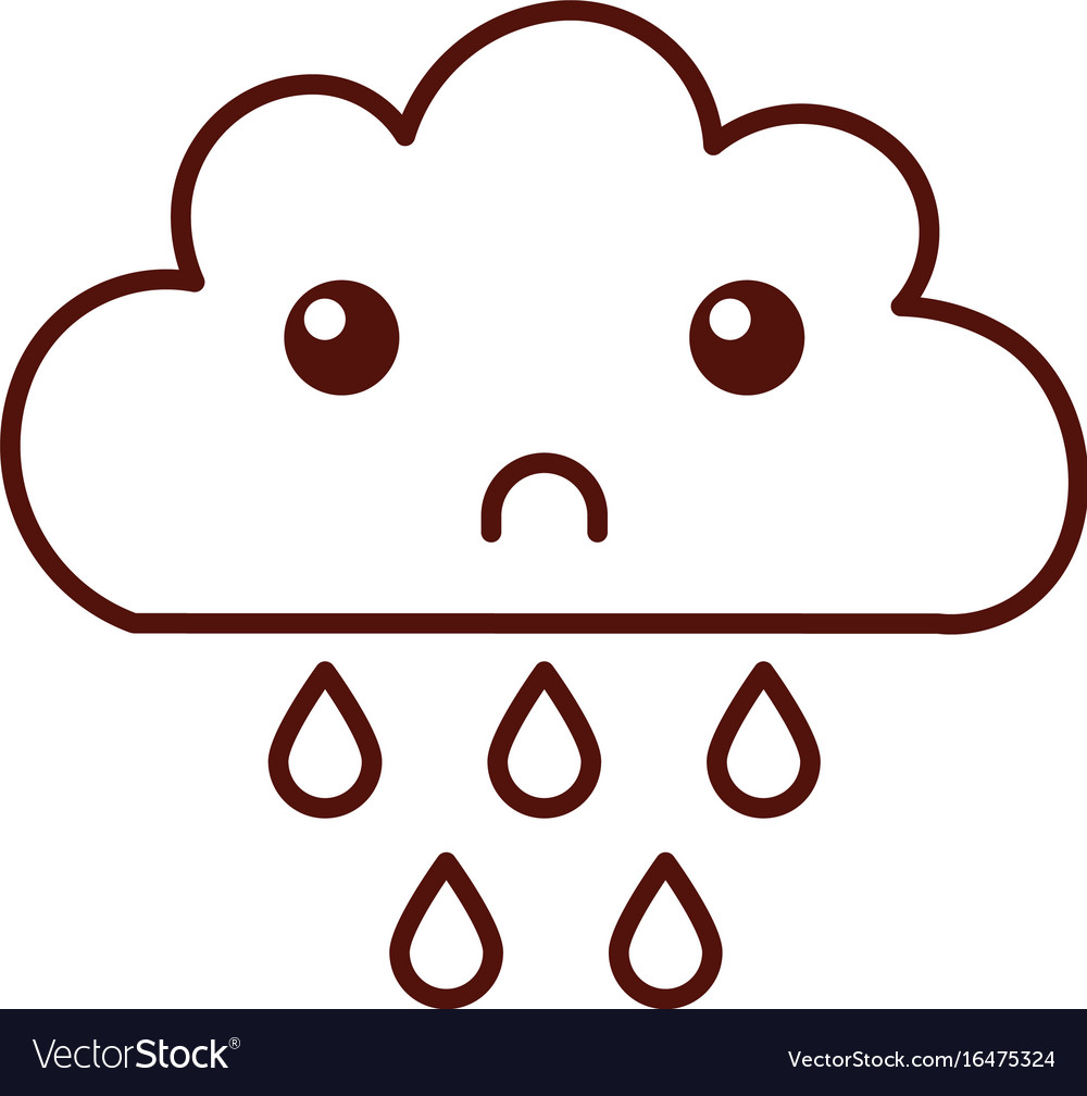 Beautiful fantasy cloud with rain drops kawaii Vector Image