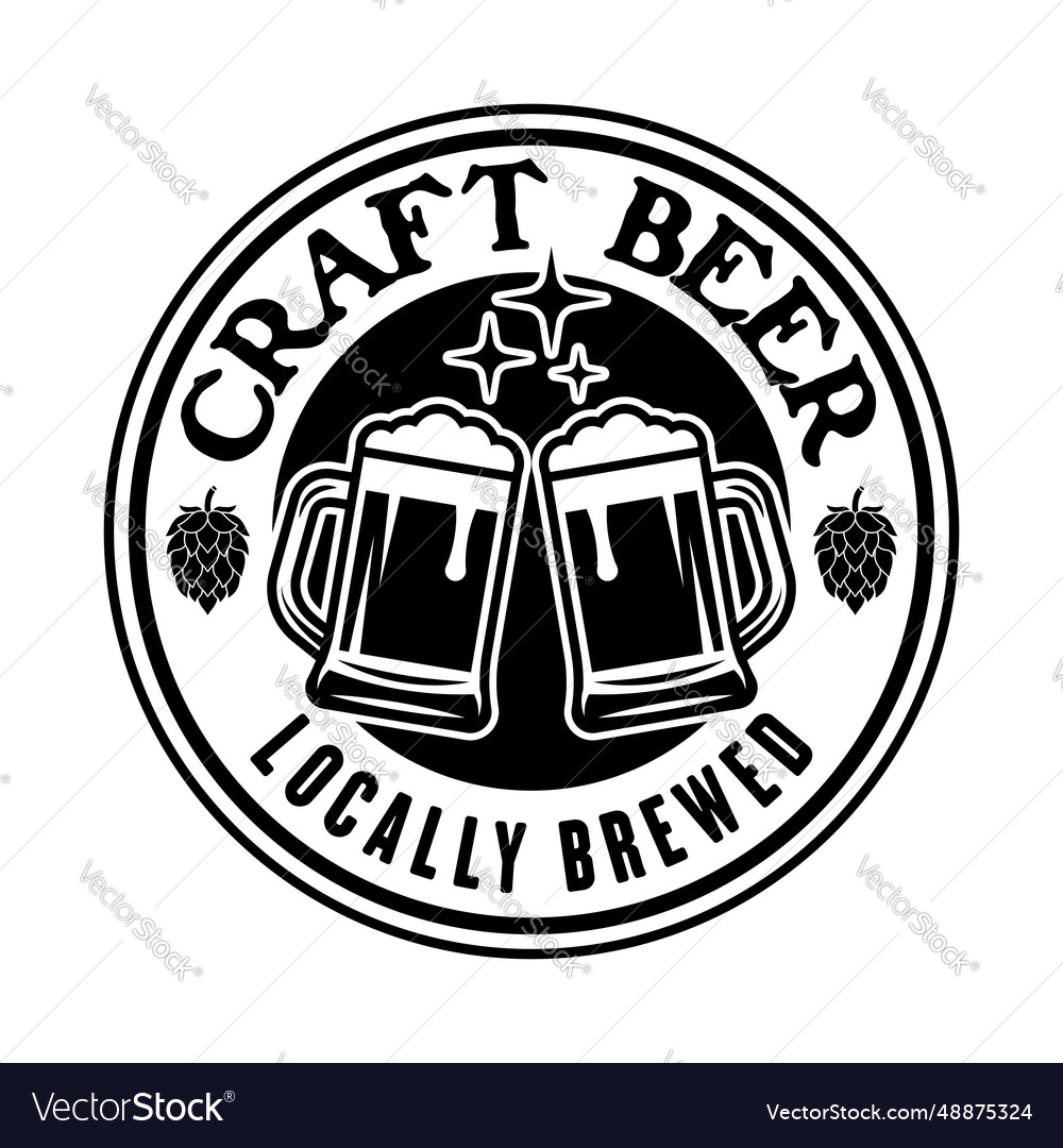 Beer round emblem label badge or logo Royalty Free Vector