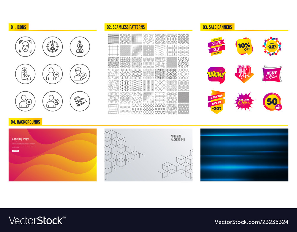 Delete user add and phone payment icons vector image Delete user add and phone payment icons