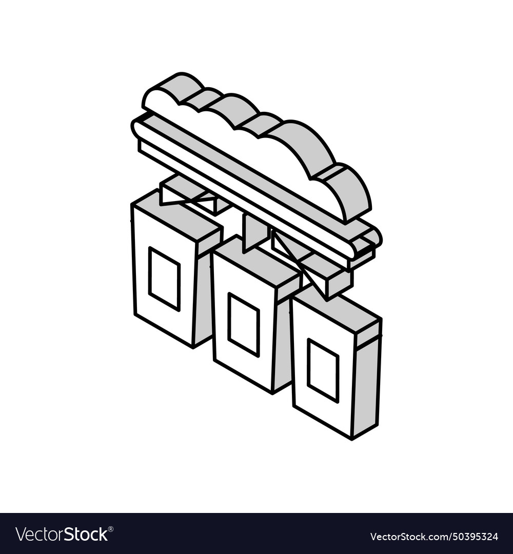 Garbage sorting machine isometric icon vector image Garbage sorting machine isometric icon