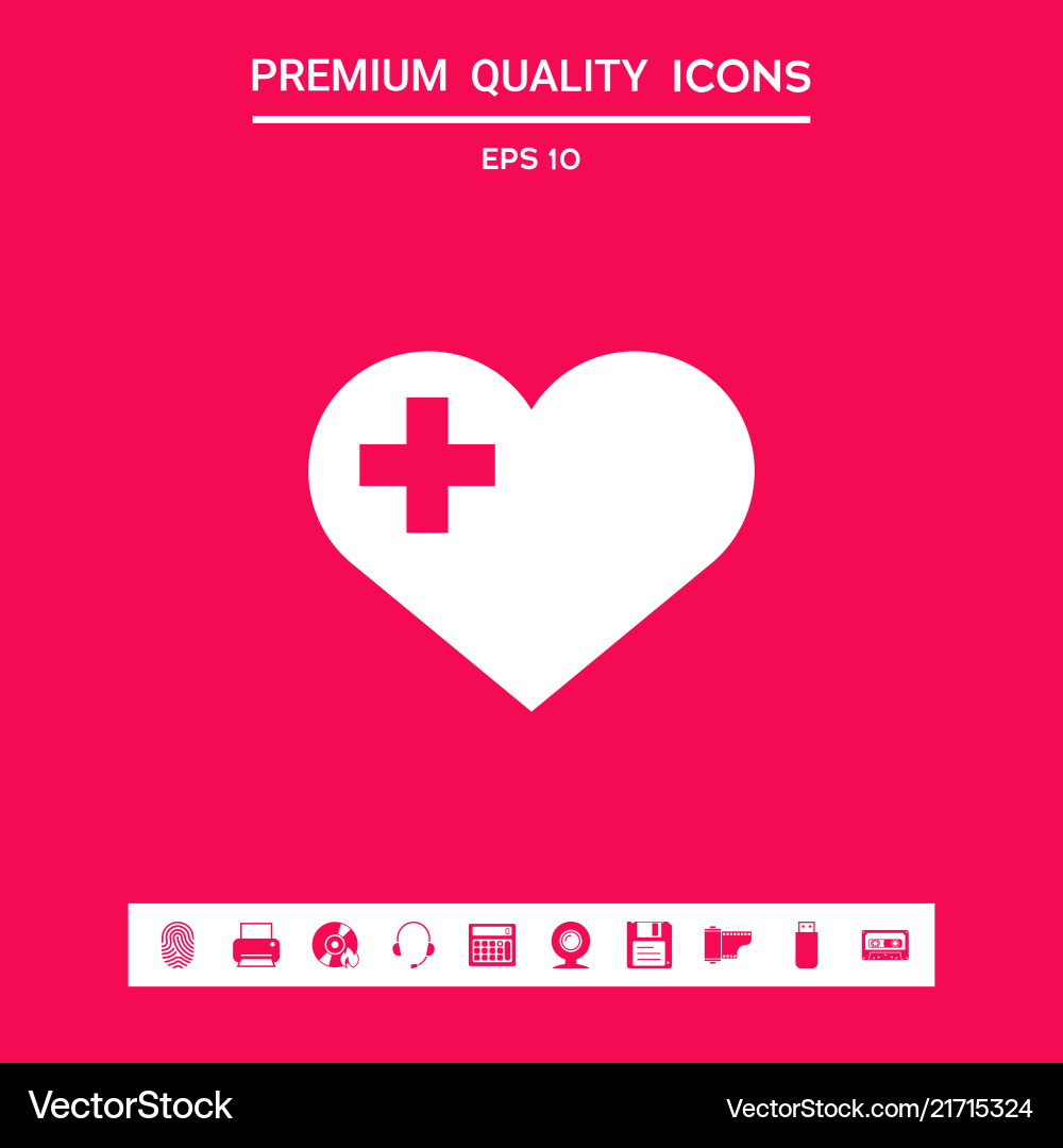 Heart with medical cross graphic elements Vector Image