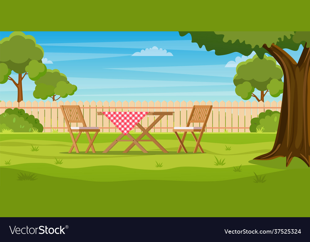 House backyard with green grass lawn Royalty Free Vector