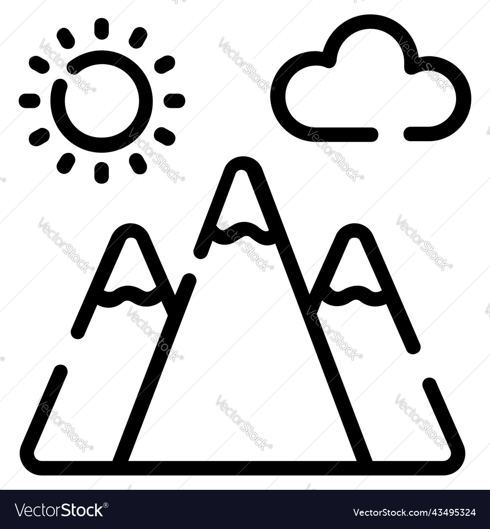 Mountain view icon thin line style for web