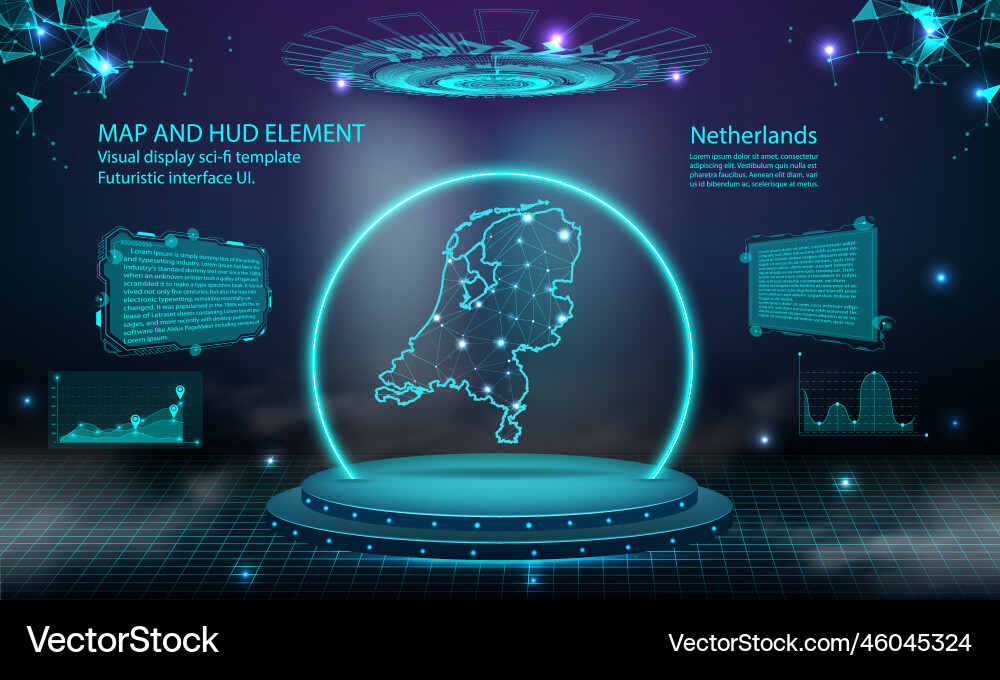 Netherlands map light connecting effect Royalty Free Vector