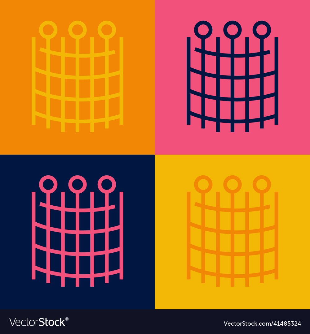 Pop art line fishing net pattern icon isolated vector image Pop art line fishing net pattern icon isolated