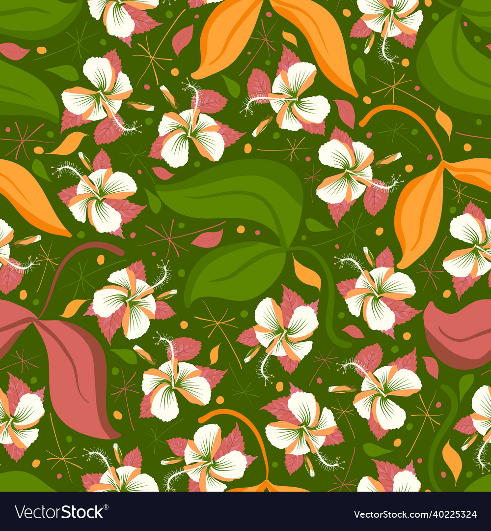 Repetitive pattern of flowery design elements vector image Repetitive pattern of flowery design elements