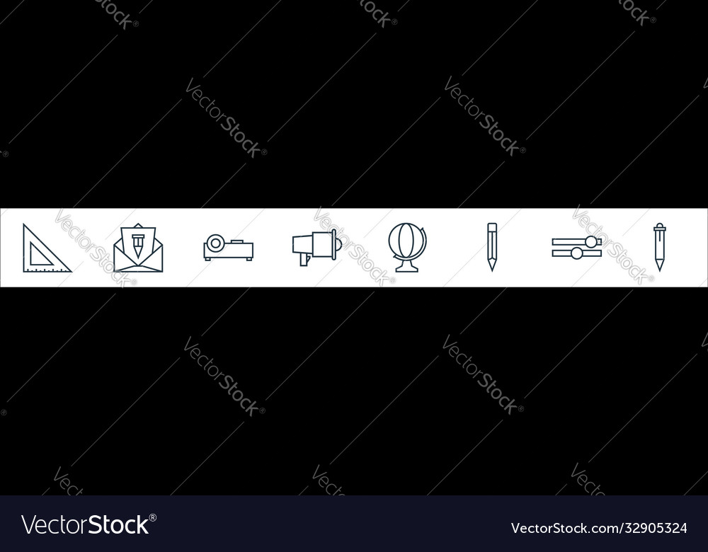 School line icons linear set quality