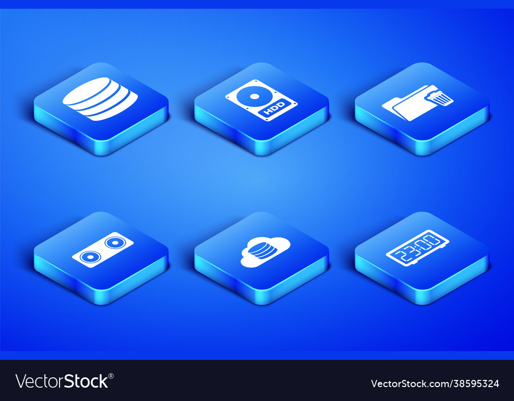 Set digital alarm clock database cloud database Vector Image