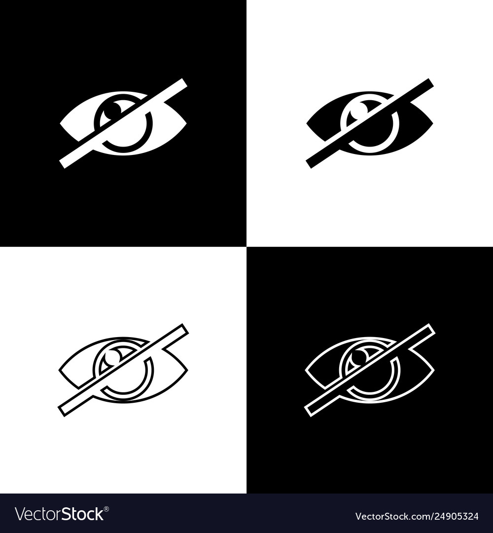 Set invisible or hide icons isolated on black vector image Set invisible or hide icons isolated on black