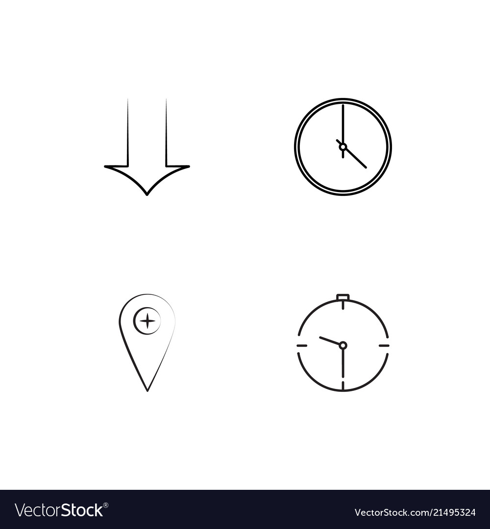 Time linear icons set simple outline