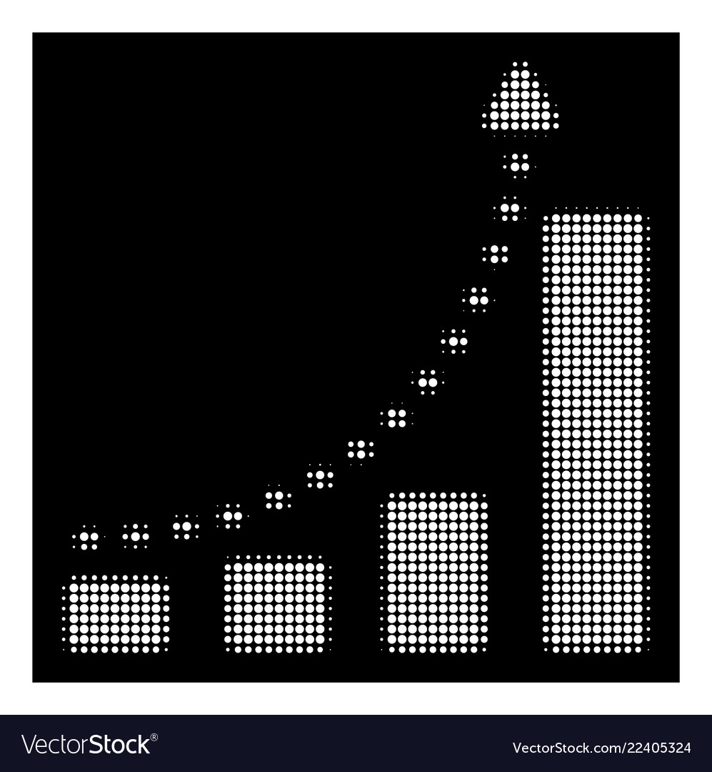 Weiße Halbton Bar Diagramm positive Trend-Ikone