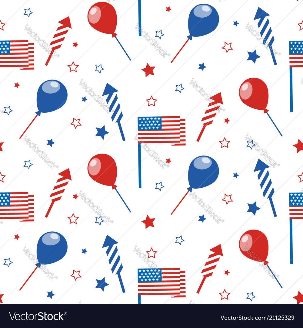 4th of july seamless pattern with festive vector image 4th of july seamless pattern with festive