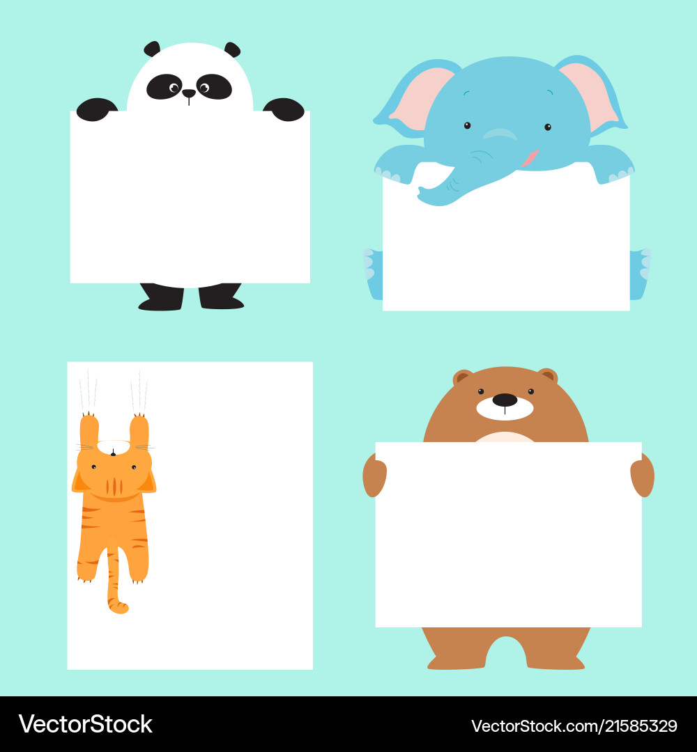Animal Holding Empty Banner Template Royalty Free Vector