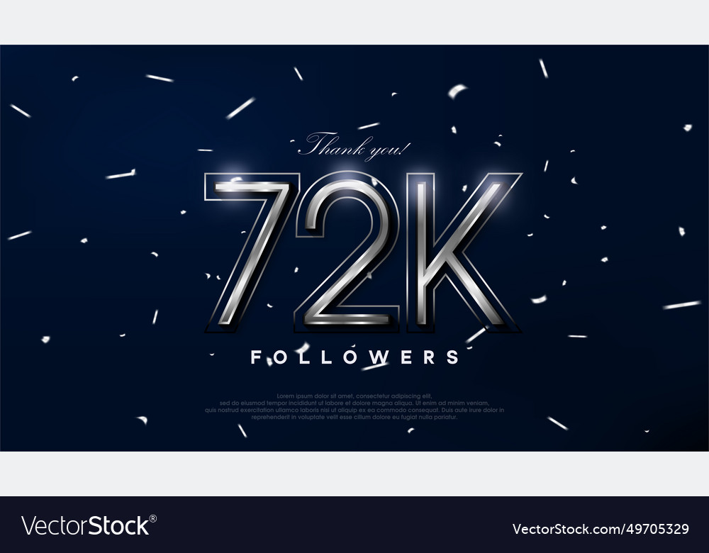 Blue silver design for greeting to 72k followers