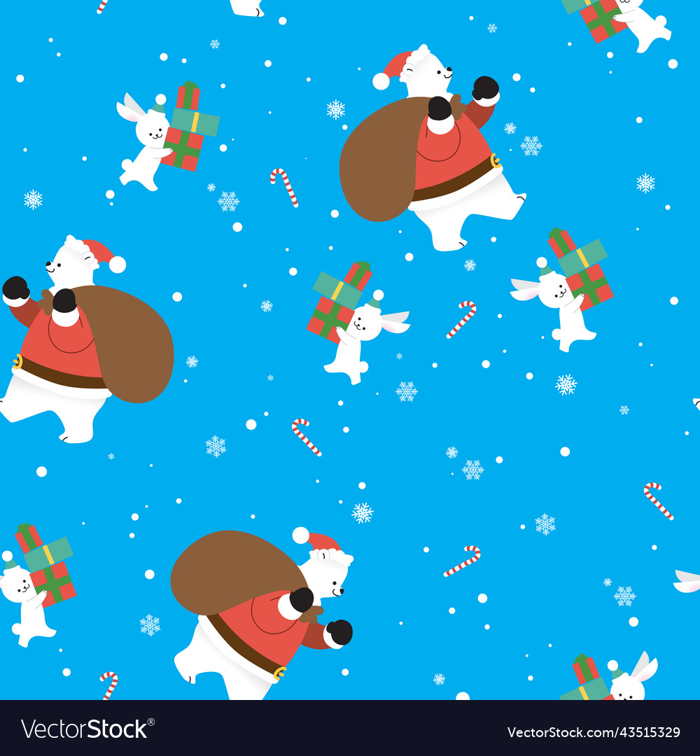 Christmas seamless pattern polar bear