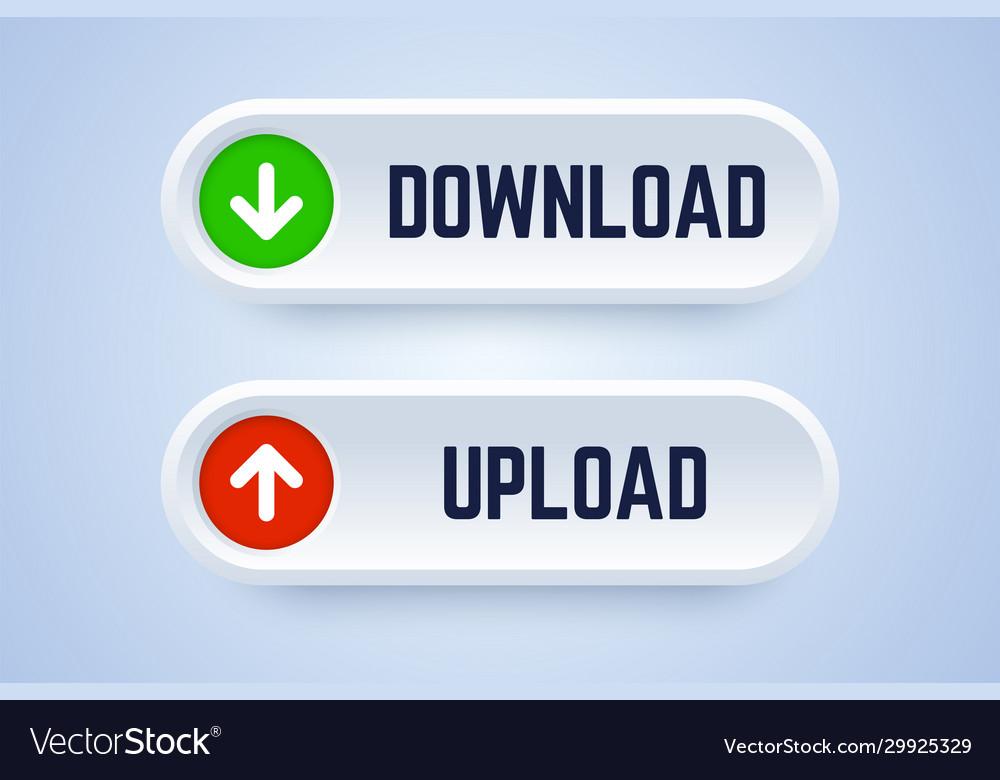 Download and upload button in 3d style with arrow Vector Image