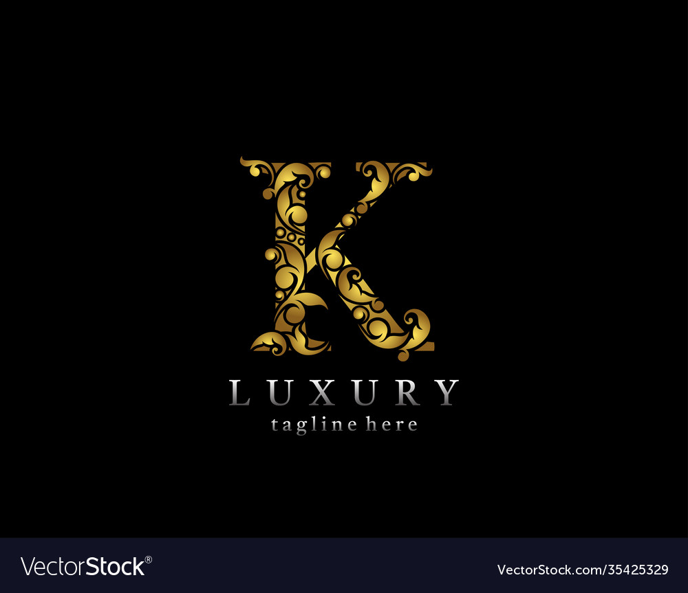 Elegant k letter gold logo icon luxury flourishes