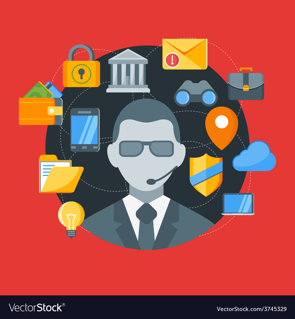 Flat design concept for security web ba