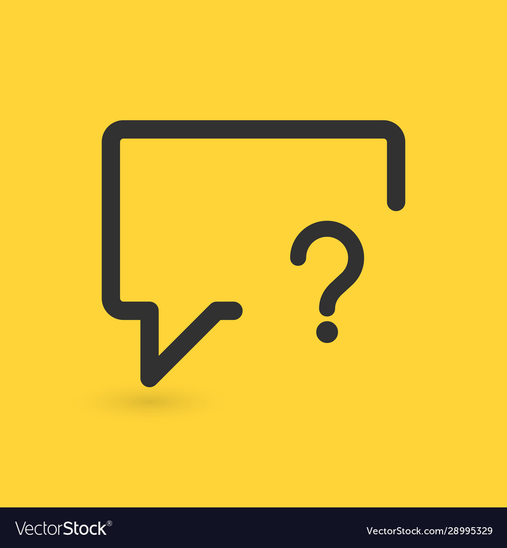 Linear chat bubble with question mark sign icon