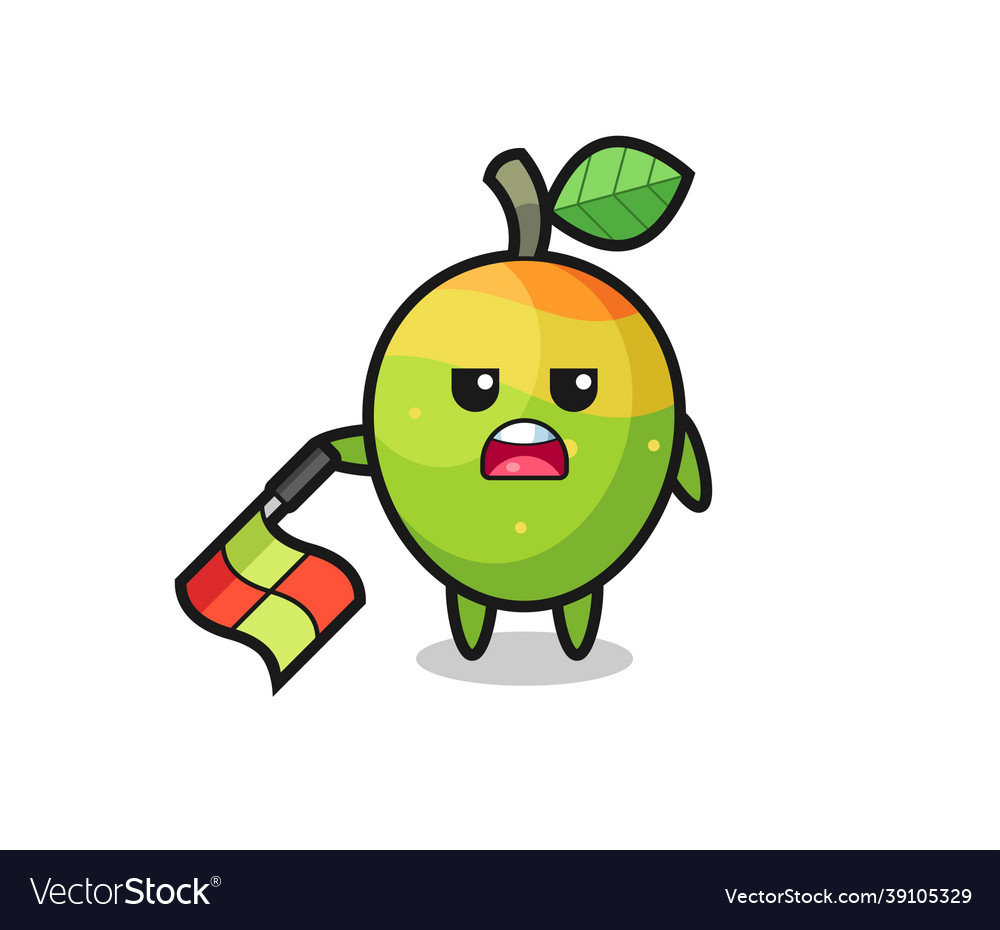 Mango character as line judge hold the flag down