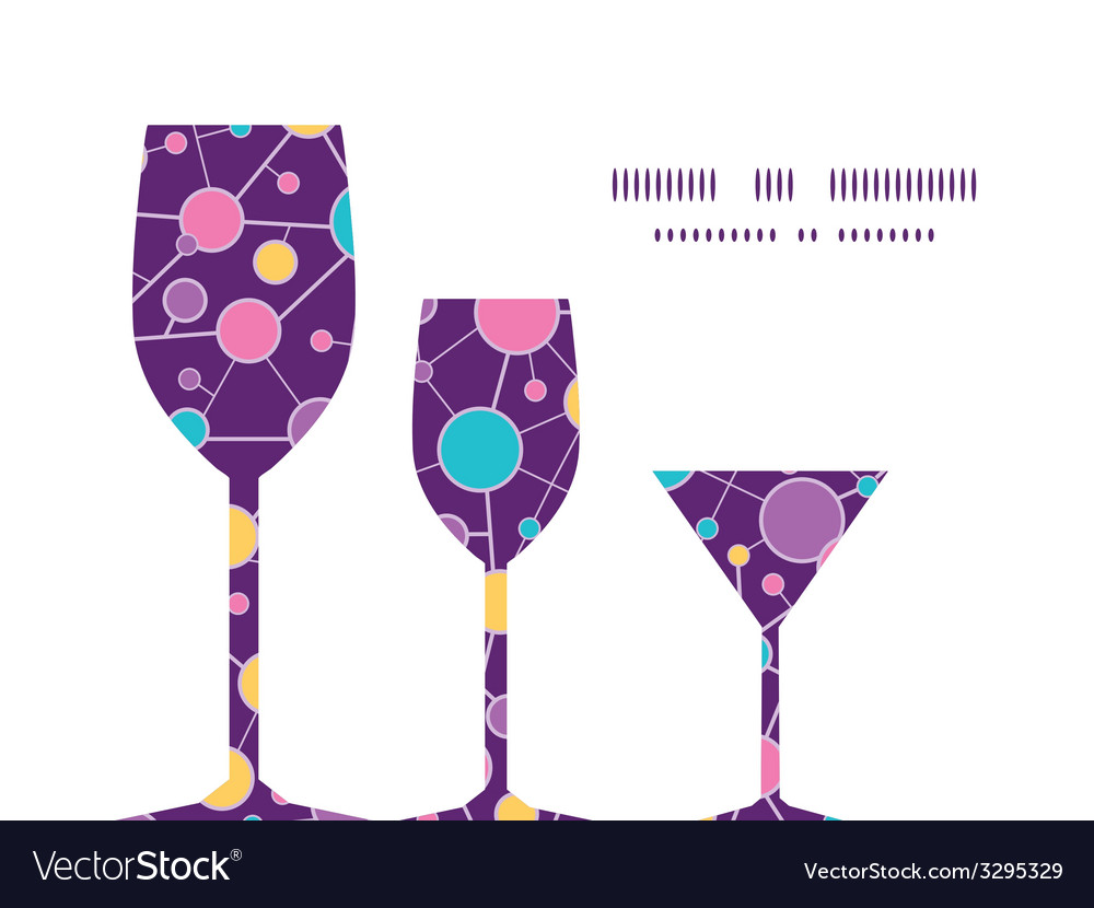 Molecular structure three wine glasses silhouettes