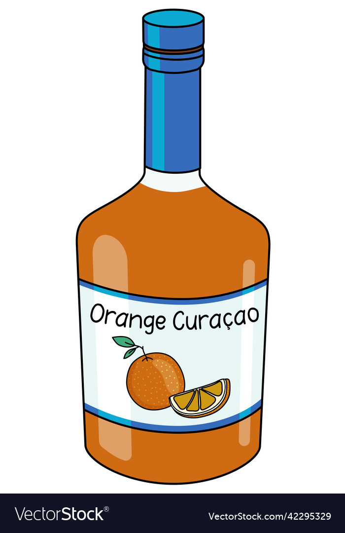 Orange curacao liquor in a bottle doodle cartoon