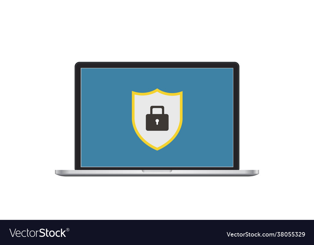 Secure online access with private lock on laptop vector image Secure online access with private lock on laptop
