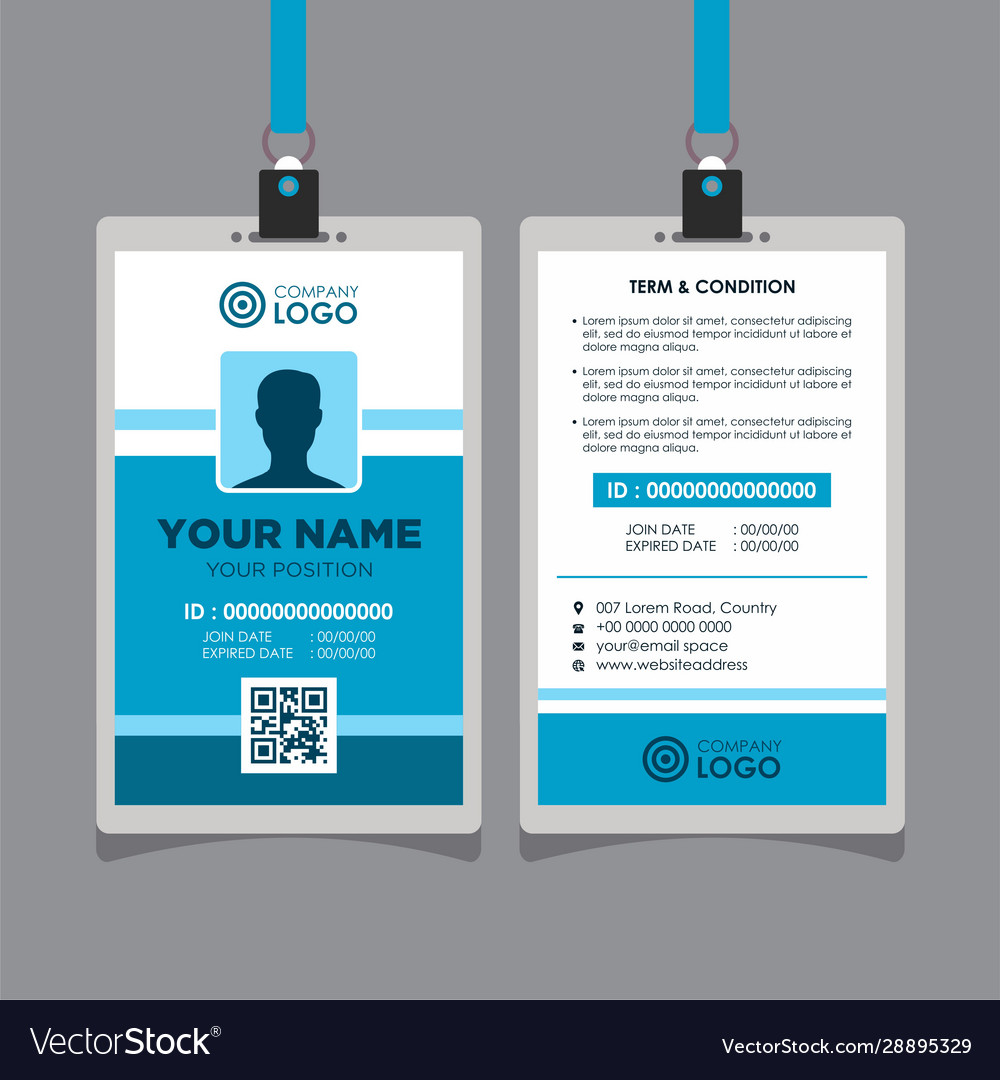 simple blue id card design template royalty free vector