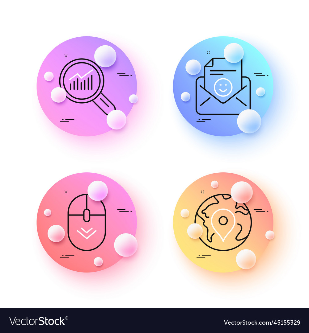 Smile pin and scroll down minimal line icons vector image Smile pin and scroll down minimal line icons