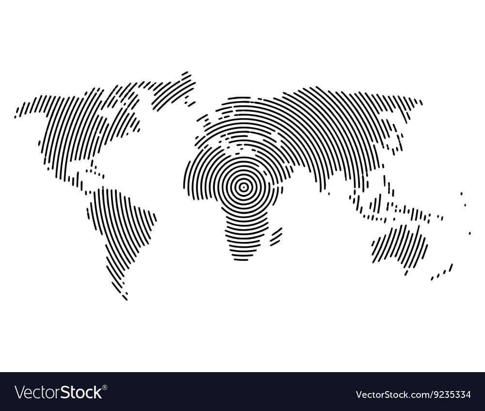3d abstract world map planet lines global radial