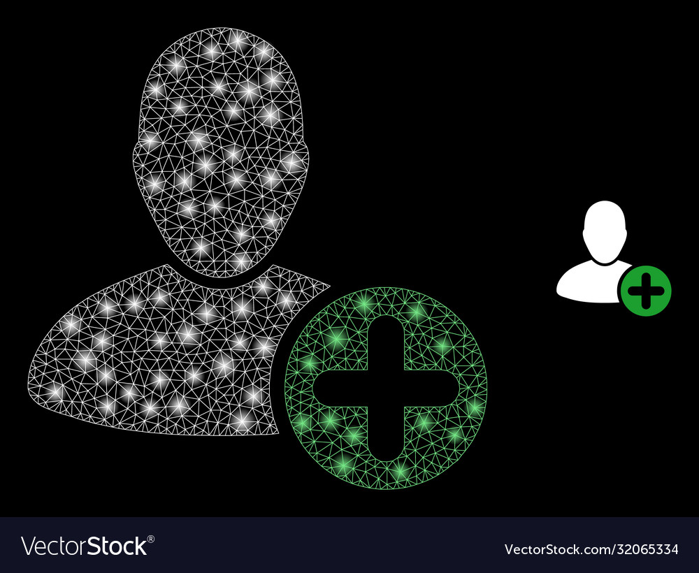 Add user - bright web mesh with glare spots vector image Add user - bright web mesh with glare spots