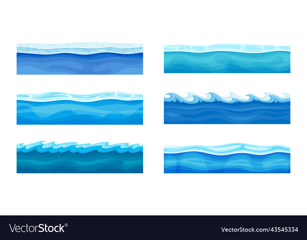 Blaue Wasseroberfläche mit Eis und gebogenen Wellen vector image Blaue Wasseroberfläche mit Eis und gebogenen Wellen