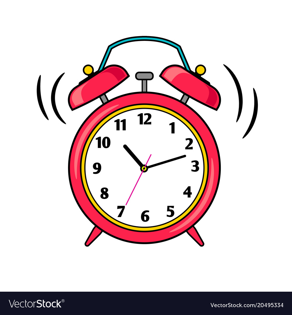 Alarm clock rings time Royalty Free Vector Image