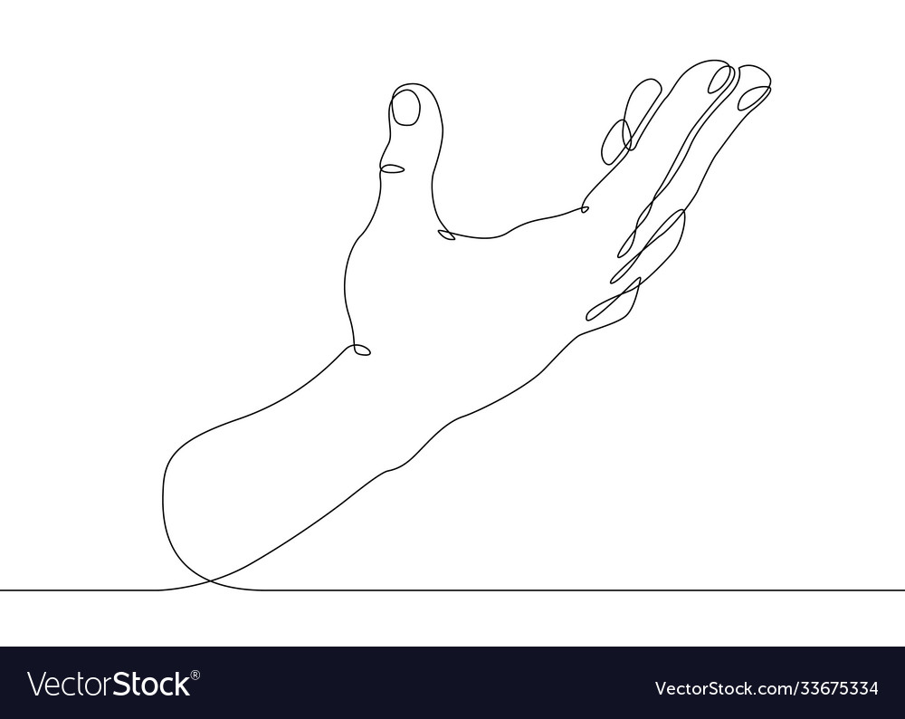 Continuous line drawing palm open gesture vector image Continuous line drawing palm open gesture