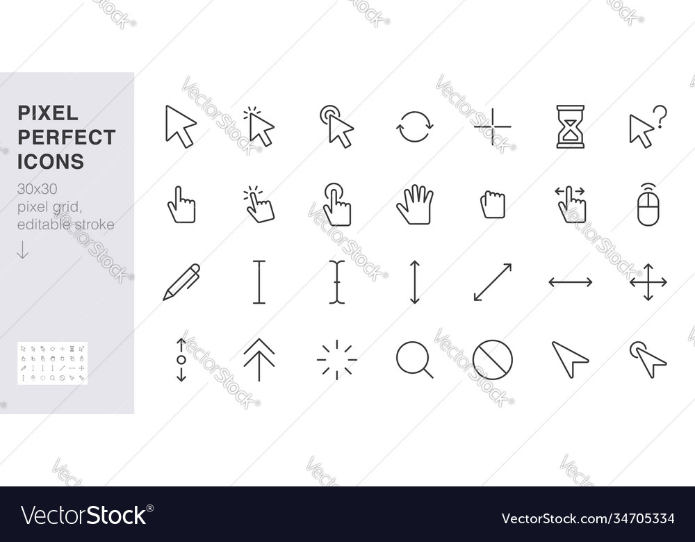 Cursor & Hand Icon Set - Click, Tap, Scroll