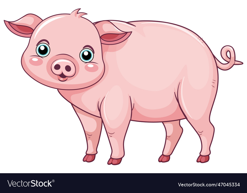 Cute pig cartoon character Royalty Free Vector Image