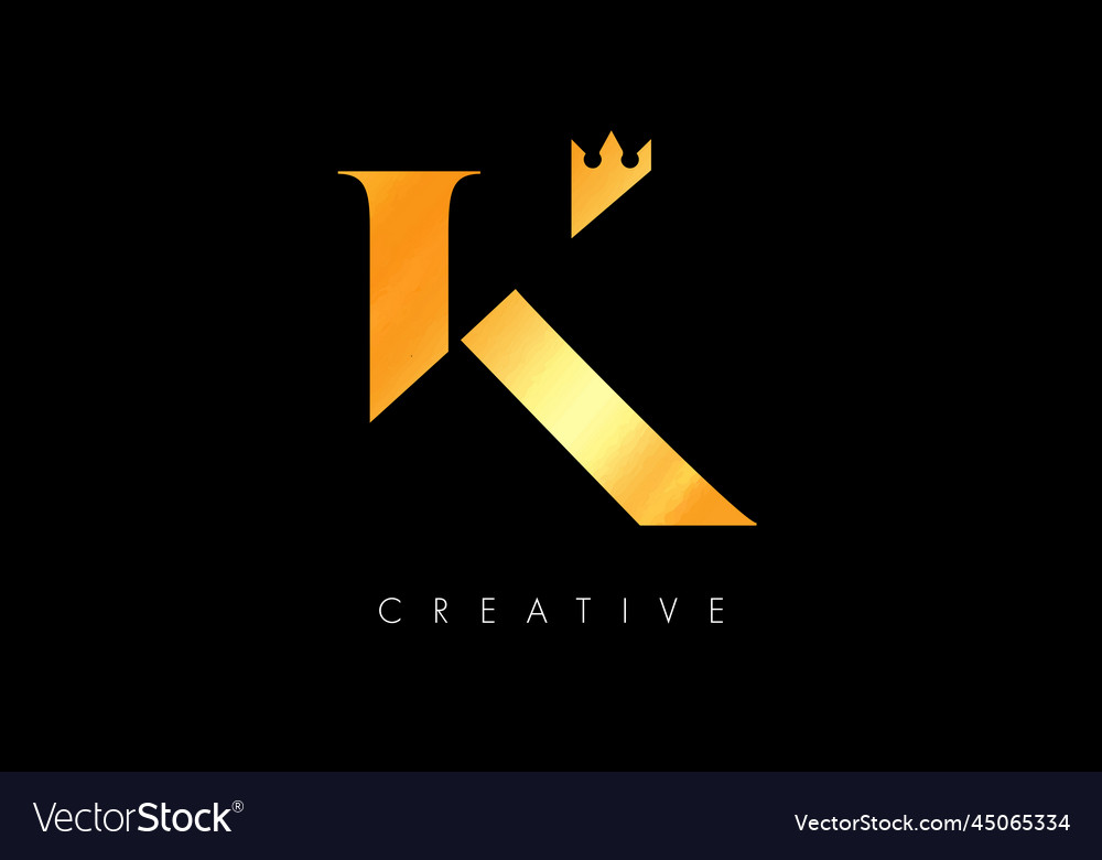 Golden crown k letter concept logo k letter icon Vector Image