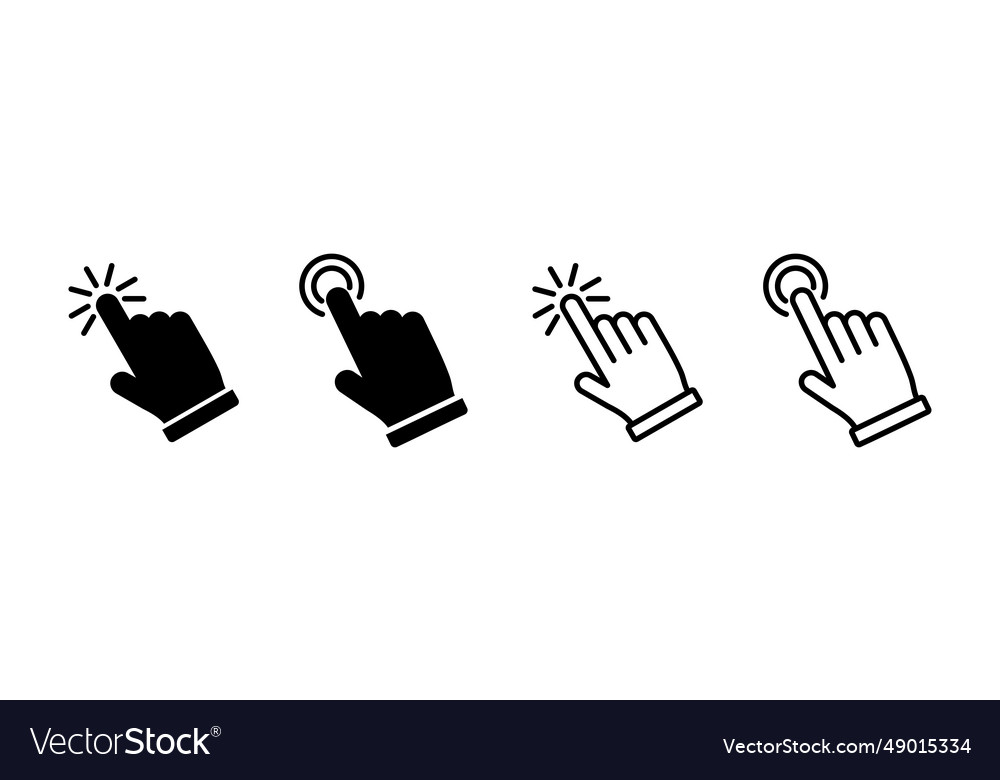 Hand click icon clicking finger pointer vector image Hand click icon clicking finger pointer