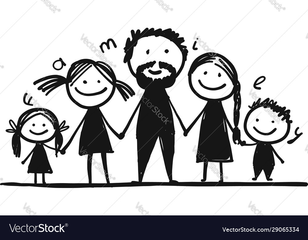 Happy Family Together Sketch For Your Design Vector Image