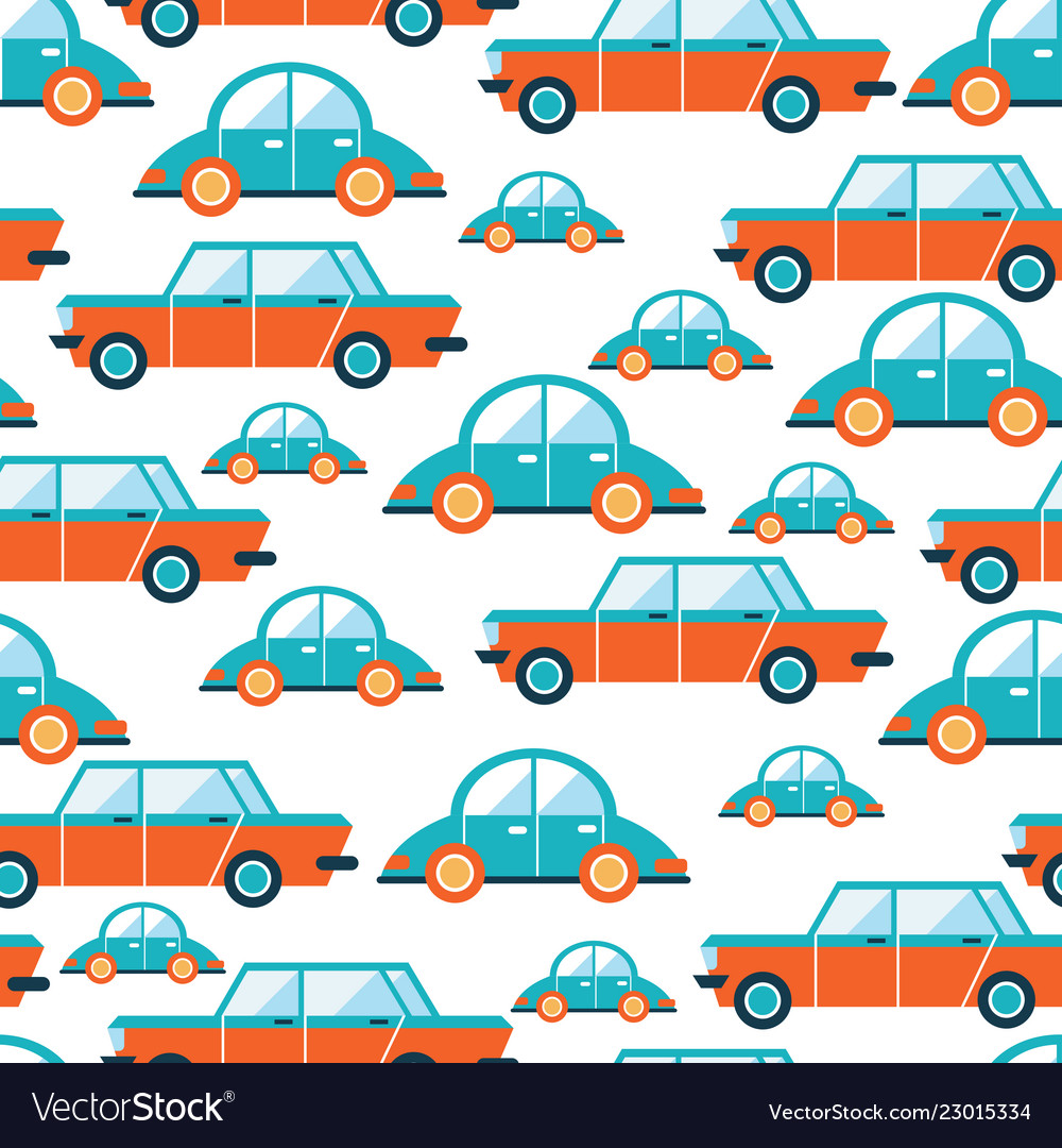 Lovely colorful cars seamless background pattern