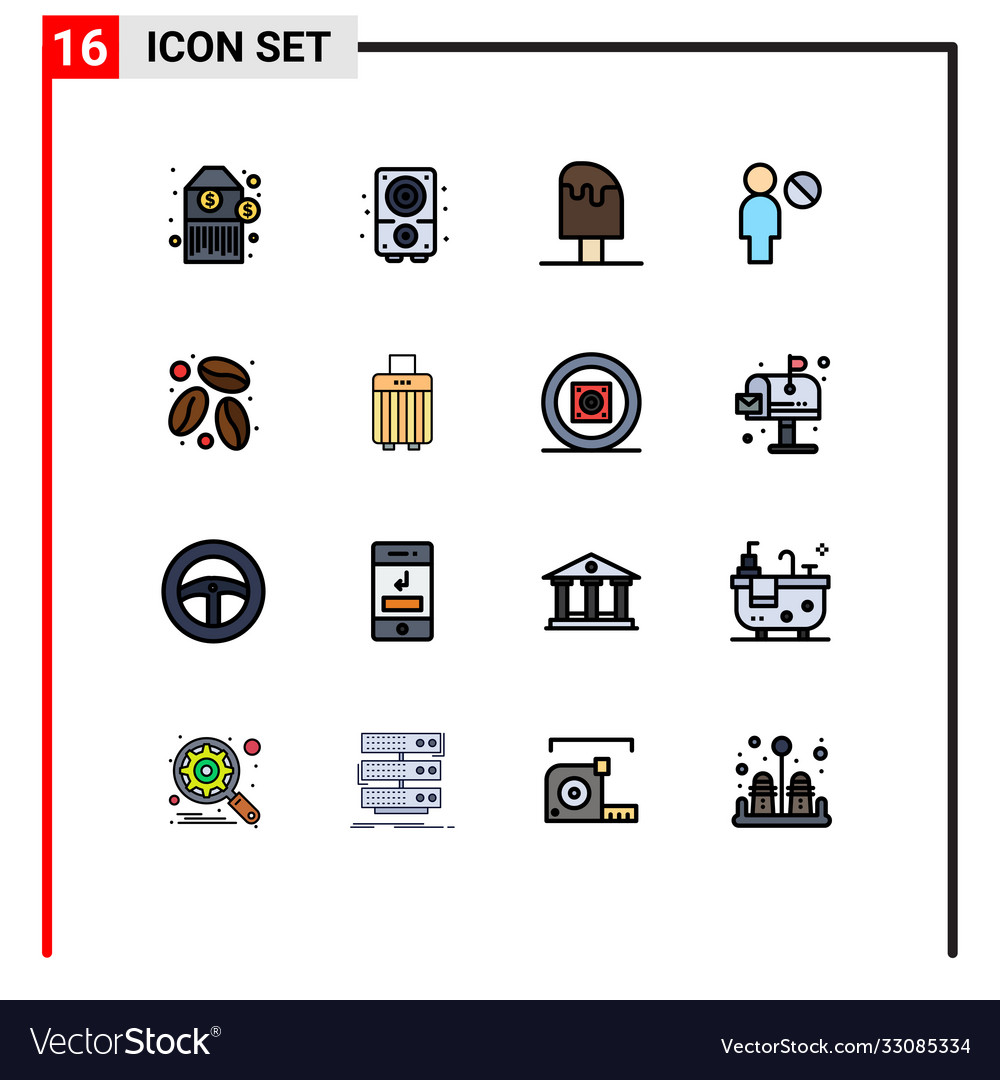 Mobile interface flat color filled line set 16
