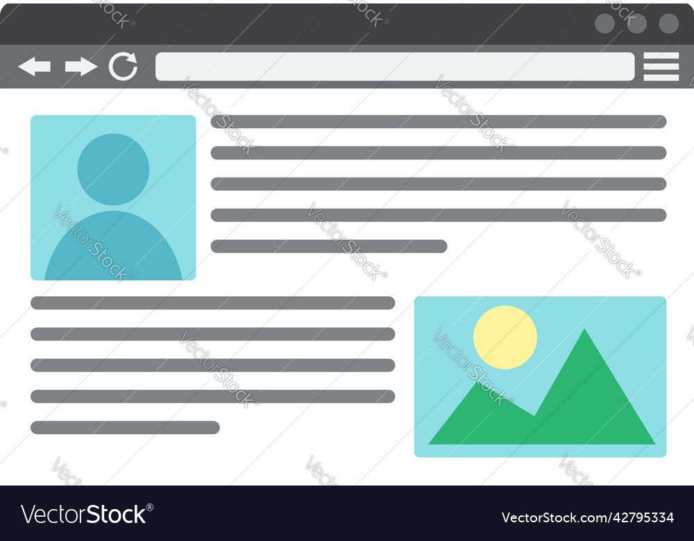 Page site or article ui ux web design template vector image Page site or article ui ux web design template