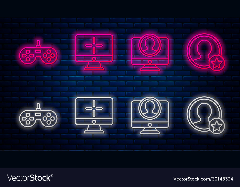Set line computer monitor create account screen vector image Set line computer monitor create account screen