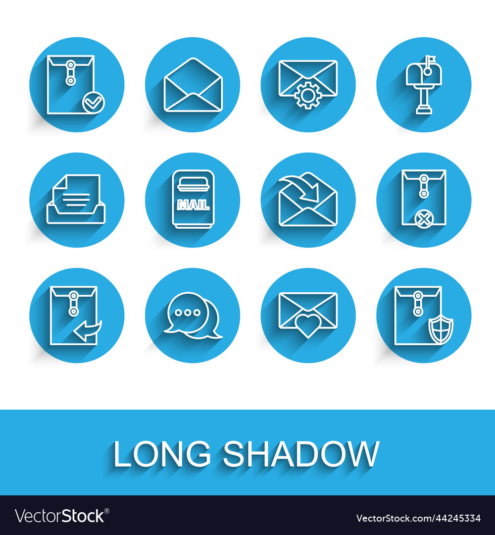 Set line envelope speech bubble chat and check vector image Set line envelope speech bubble chat and check
